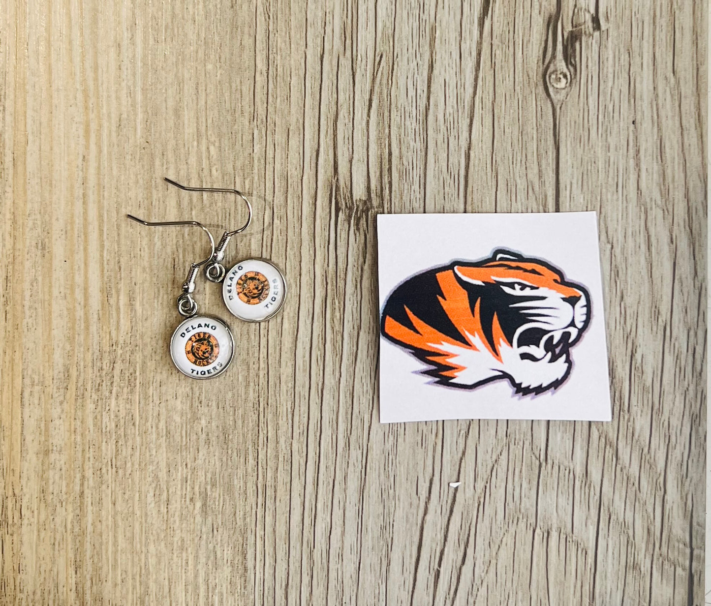 Delano Tigers Hockey Charm Earrings