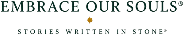 Embrace Our Souls — Stories Written in Stone. Original approved green wordmark with gold star.